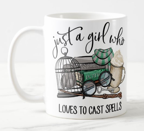 (image for) Just a Girl Who Loves To Cast Spells Mug - Green Silver