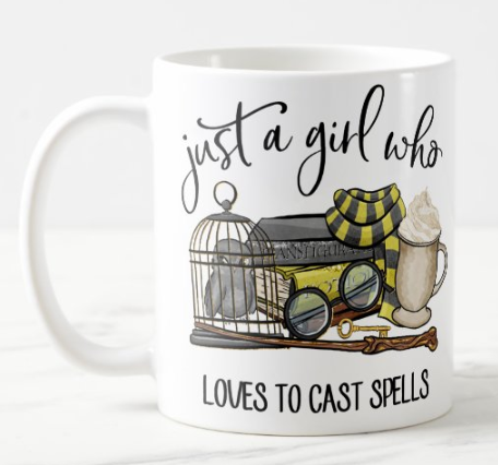 (image for) Just a Girl Who Loves To Cast Spells Mug - Yellow Black