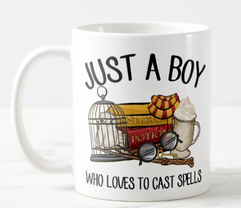 (image for) Just a Boy Who Loves To Cast Spells Mug - Scarlet Gold