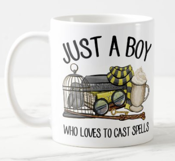 (image for) Just a Boy Who Loves To Cast Spells Mug - Yellow Black
