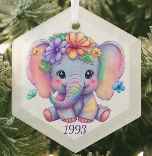 (image for) Elephant 1993 Glass Ornament
