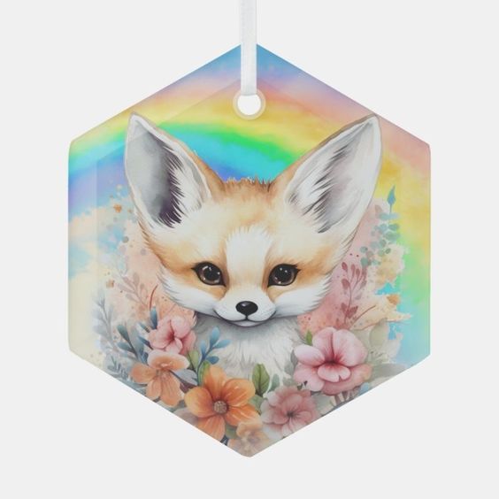 (image for) Fennec Fox 2025 CA Rainbow Glass Ornament