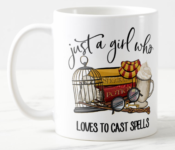 (image for) Just a Girl Who Loves To Cast Spells Mug - Scarlet Gold
