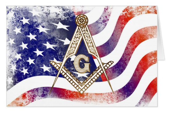 (image for) American Flag Masonic Notecards - Pack of 8 notes with envelope