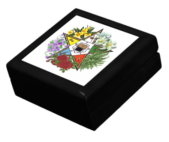 (image for) Floral New York Eastern Star Emblem Keepsake Box